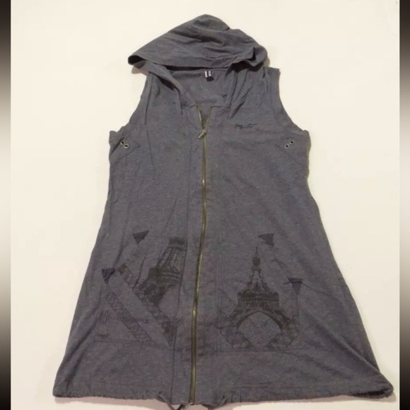 Rare Vintage Jean Paul Gaultier Long Sleeveless Drawstring Hoodie, Dark Grey - Picture 9 of 16